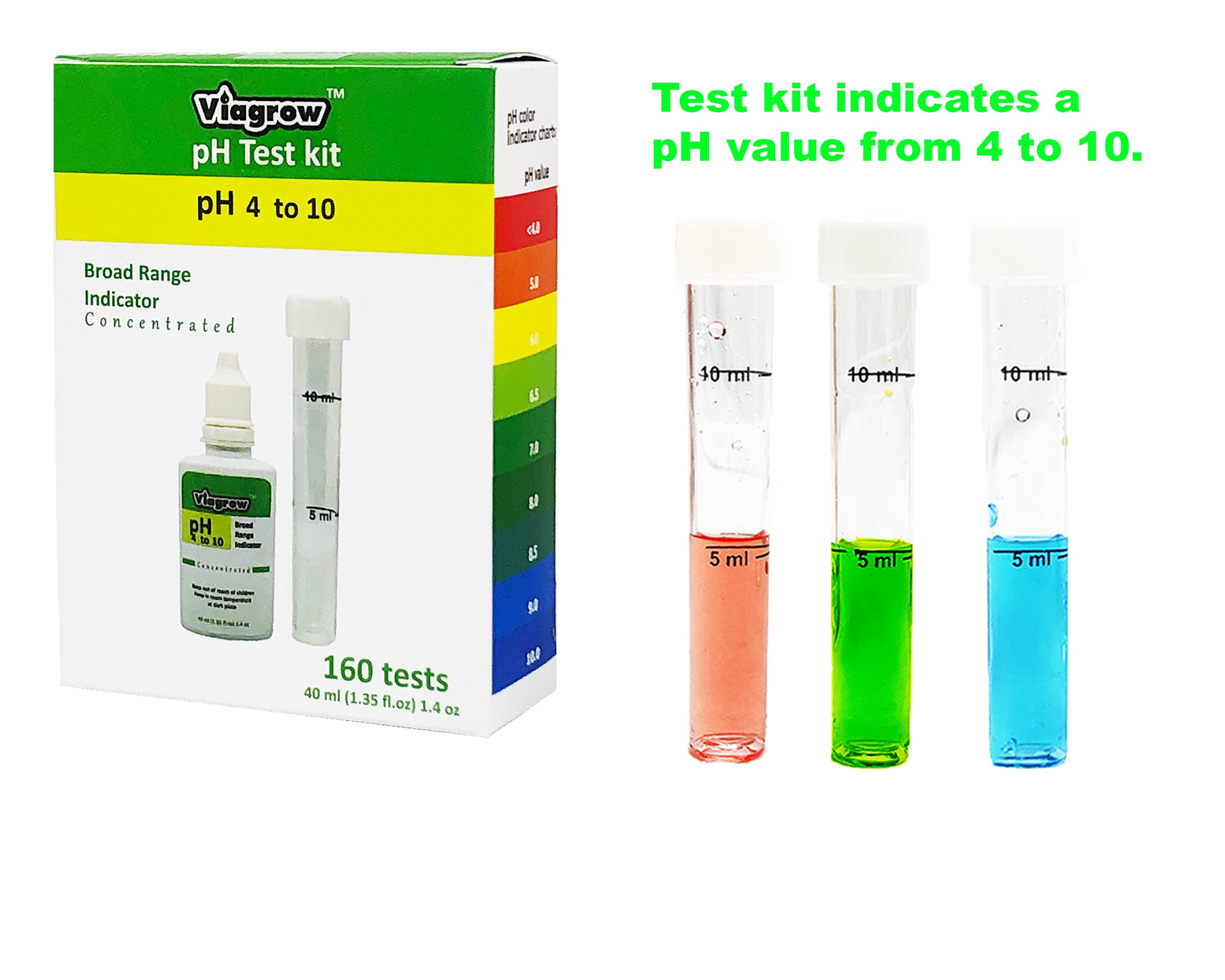 Viagrow pH Control Kit 8 oz. Organic Nutrient Solution Adjuster Concentrate Plant pH Up and Down with Testing Kit