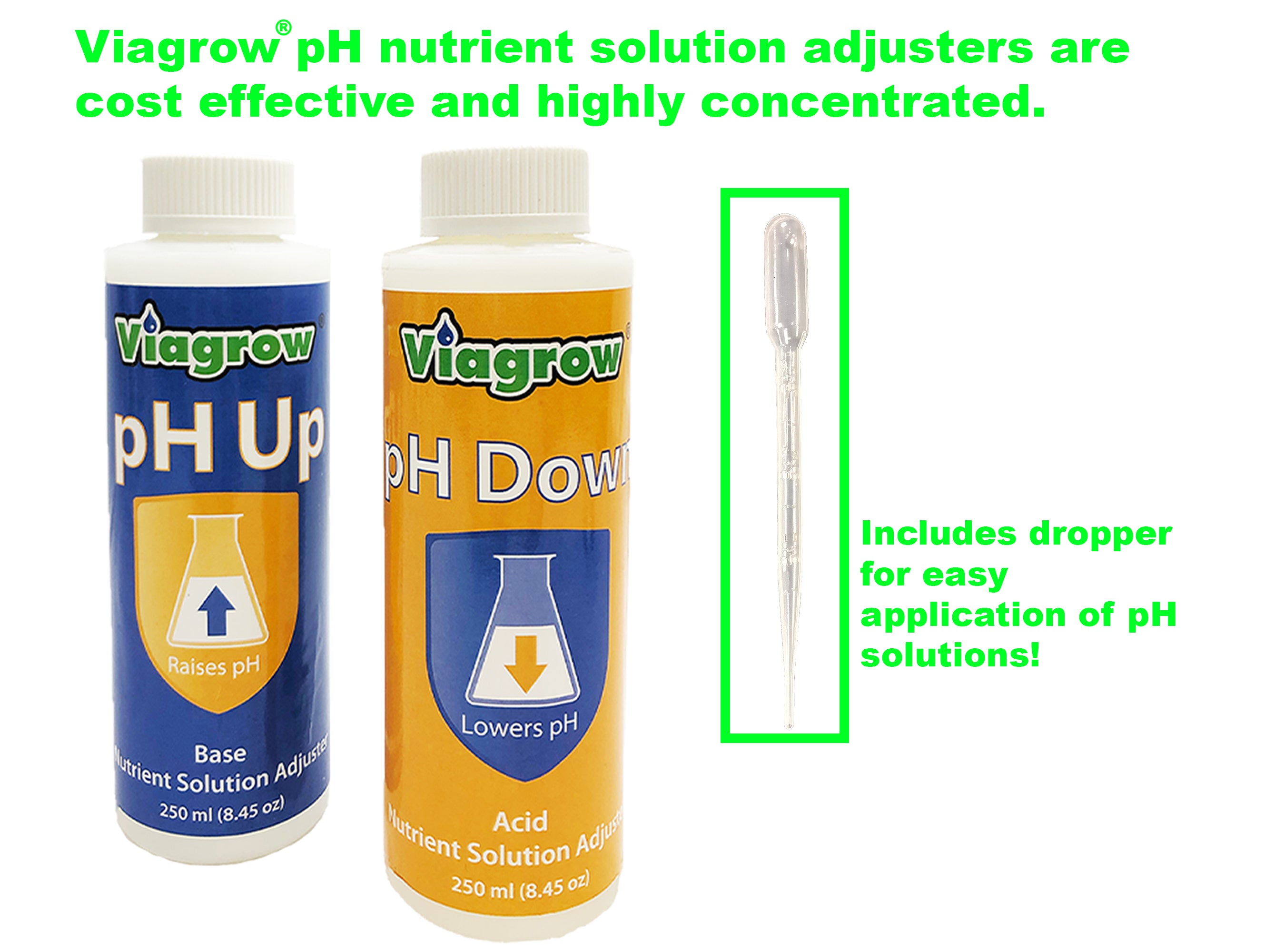 Viagrow pH Control Kit 8 oz. Organic Nutrient Solution Adjuster Concentrate Plant pH Up and Down with Testing Kit