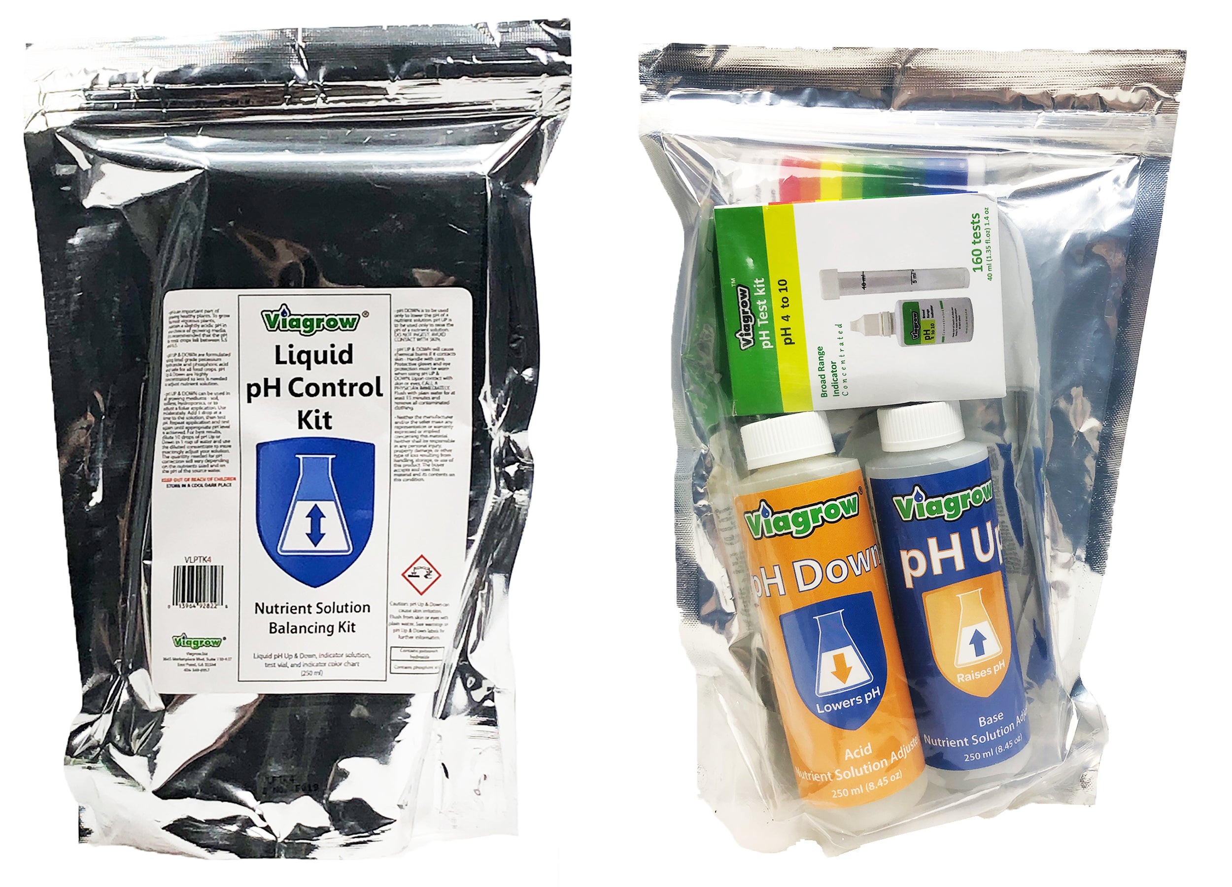 Viagrow pH Control Kit 8 oz. Organic Nutrient Solution Adjuster Concentrate Plant pH Up and Down with Testing Kit