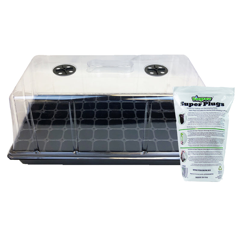 The harvest Company Extra-Strength 10 in. x 20 in. Seed Starter Propagation Kit with 7 in. Tall Dome, , 72-Cell Insert and Standard Flat Tray, and Seed Starter Plugs (Packs)