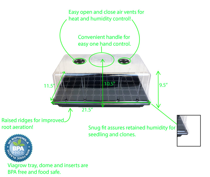The harvest Company Extra-Strength 10 in. x 20 in. Seed Starter Propagation Kit with 7 in. Tall Dome, , 72-Cell Insert and Standard Flat Tray, and Seed Starter Plugs (Packs)