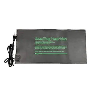 A Viagrow seedling heat mat, with dimensions 20.5 inches by 8.