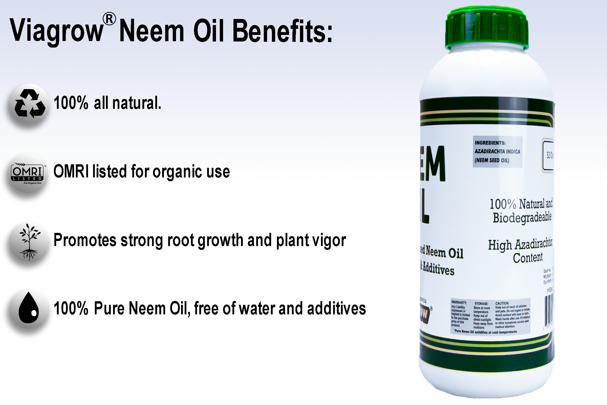 Viagrow 32 oz. Organic Cold Pressed Neem Oil Seed Extract