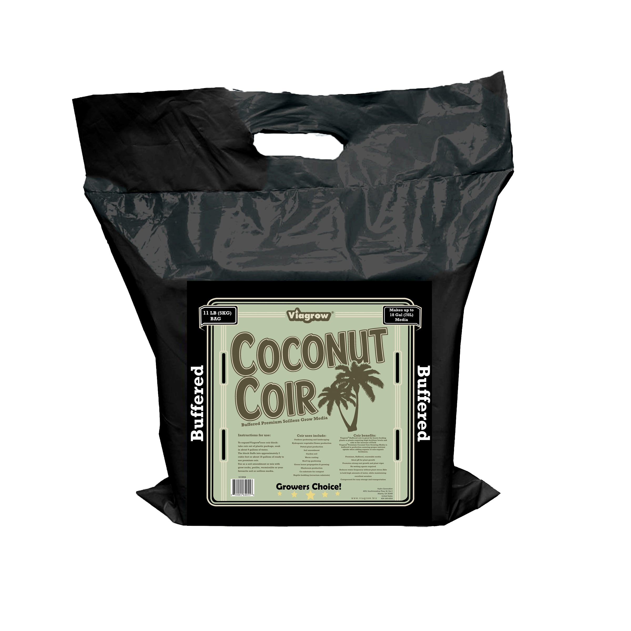 Viagrow 5 kg (11 lb.) Buffered Compressed Coconut Coir Premium Grow Media 