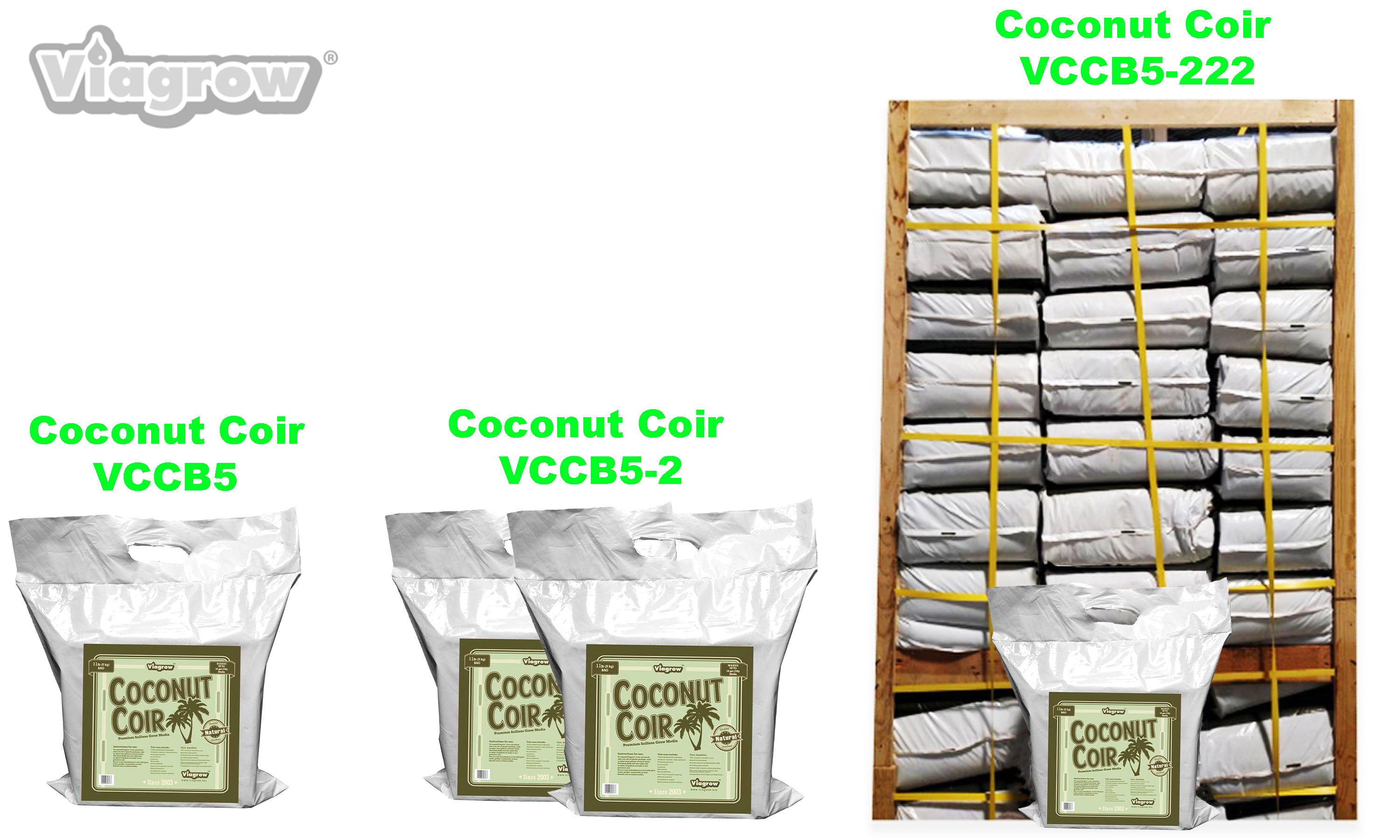 Viagrow 5 kg (11 lb.) OMRI Organic Compressed Coconut Coir Premium Grow Media