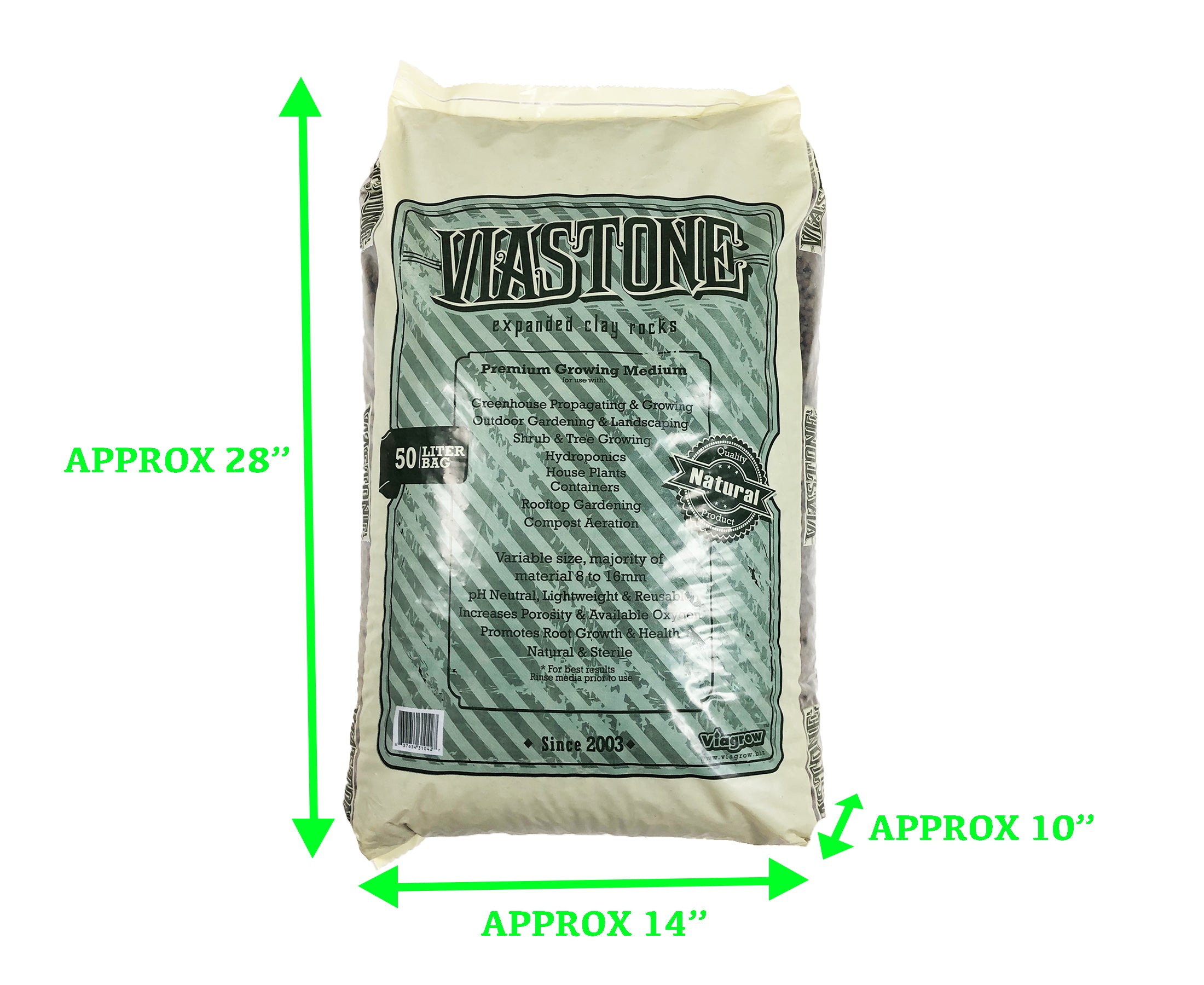 Viastone 50L Expanded Clay Pebbles Irregular Grow Rocks Hydroponic Growing Medium 